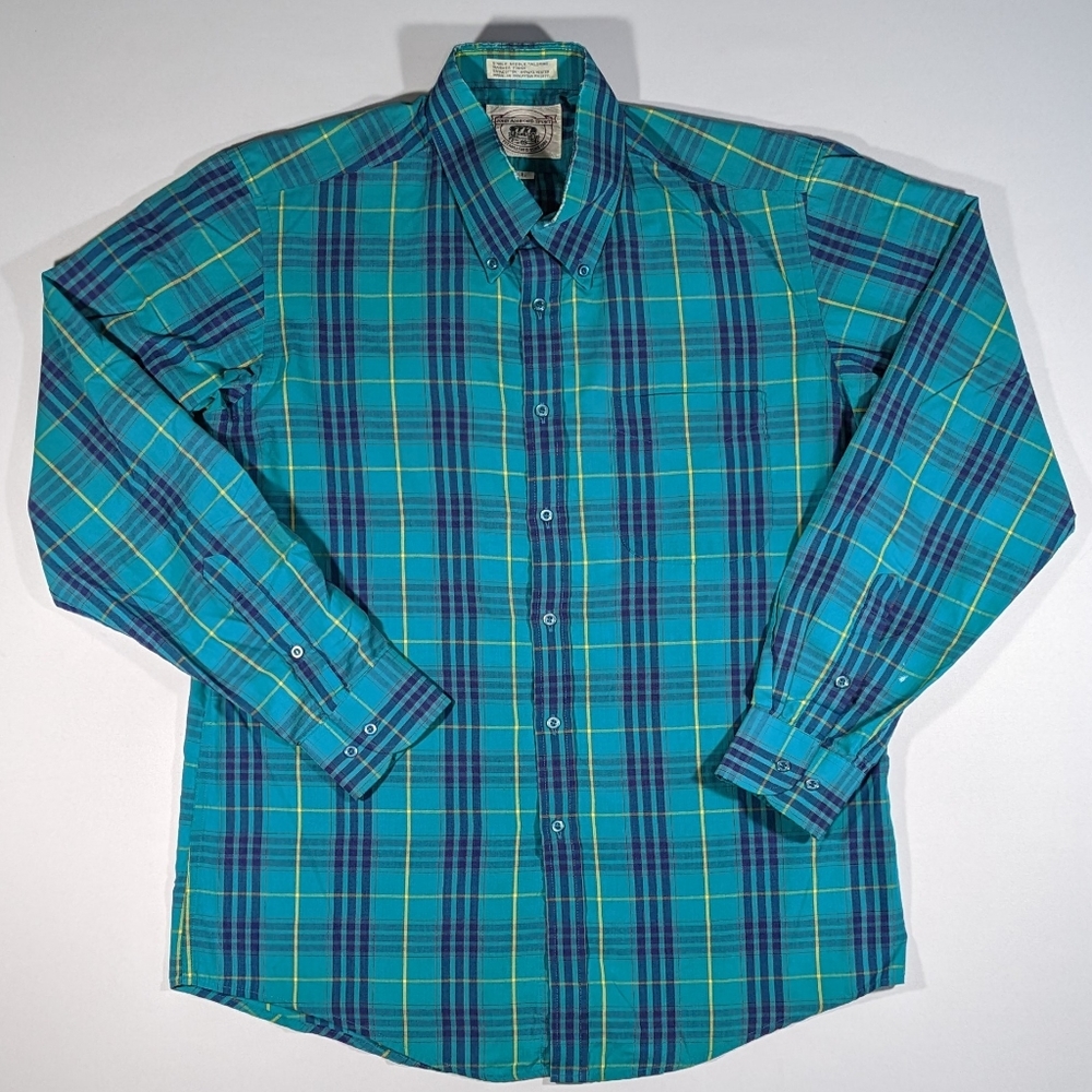 Vintage 90s John Ashford Sport Sz Large Long Sleeve Plaid Button up Dress Shirt
